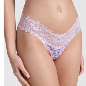 PINK Butterfly Lace-Trim Thong